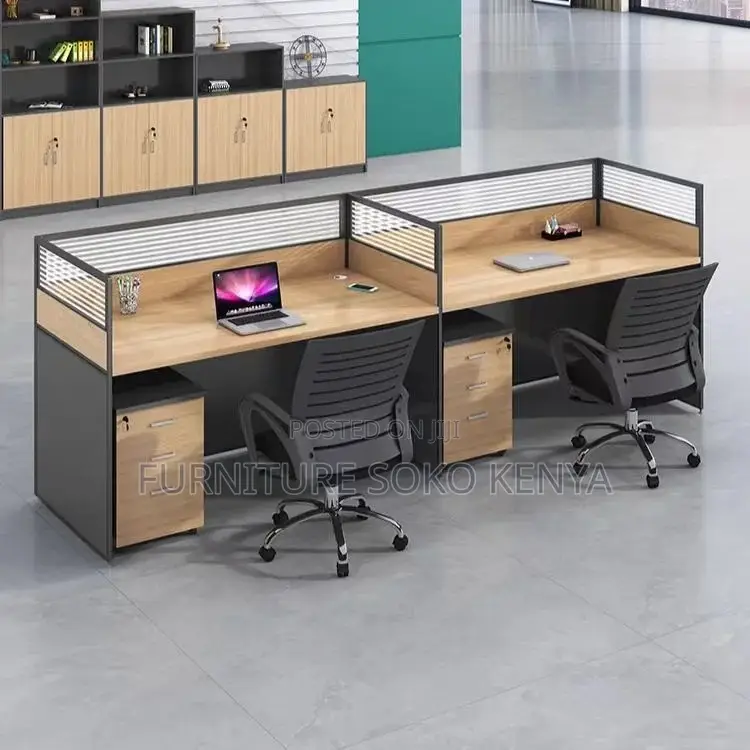 Two Users Brown | Modular Straight Workstation