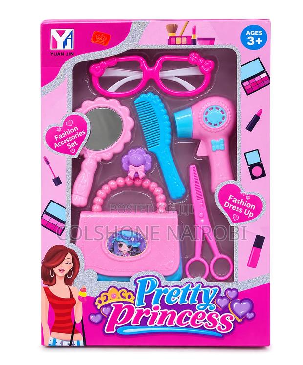 Pretty Princess Girls'Beauty and Hair Styling Accessories Toy Set-Pink