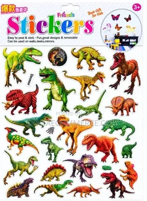 Dinosaur Cartoon Stickers With Colorful Peel and Stick Wall
