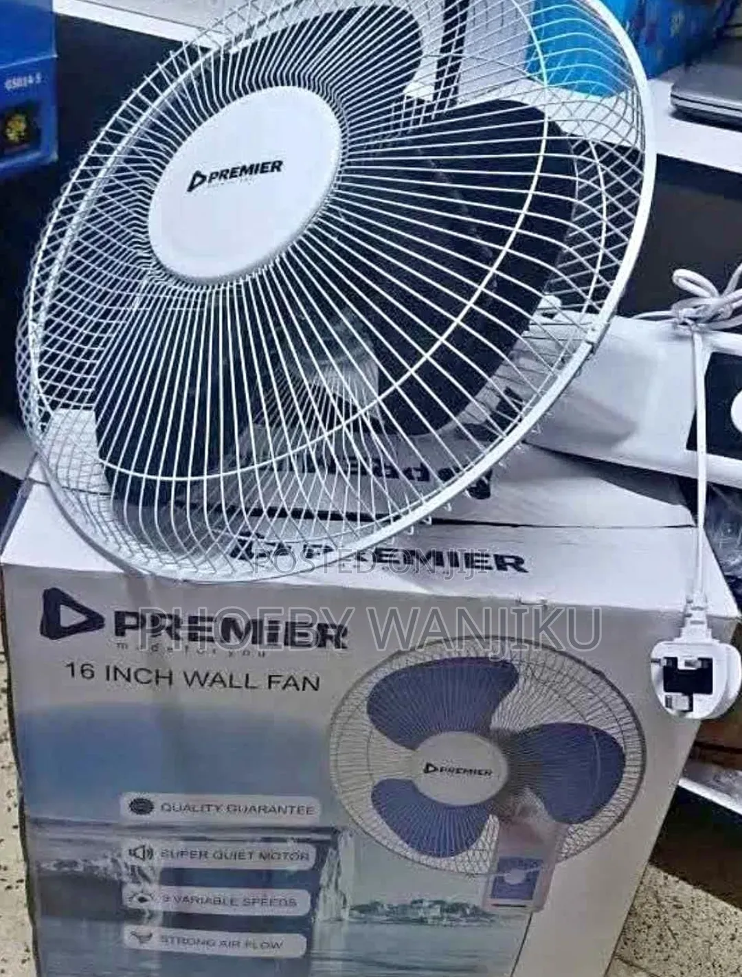 Premier 16 Inch Wall Fan 3 Speed Control
