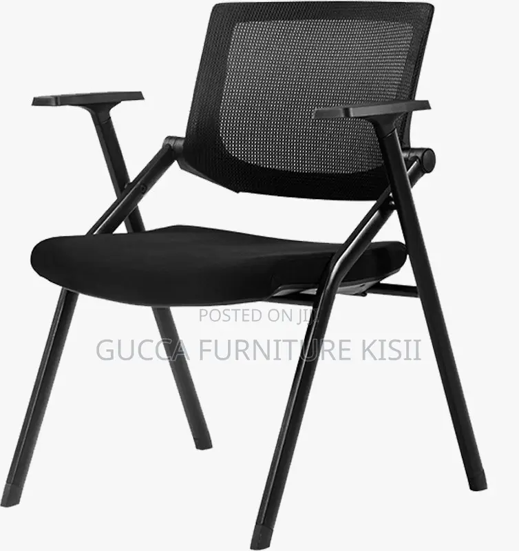 Foldable Ergonomic Black Study Chair With Writing Pad