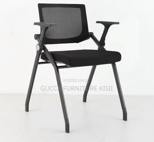 Foldable Ergonomic Black Study Chair With Writing Pad