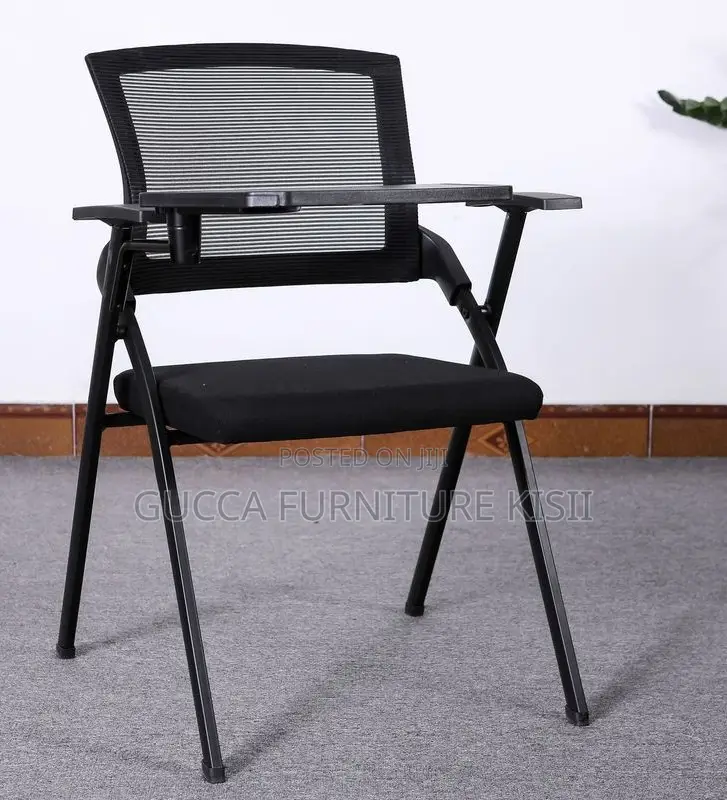 Foldable Ergonomic Black Study Chair With Writing Pad