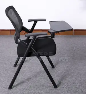 Foldable Ergonomic Black Study Chair With Writing Pad