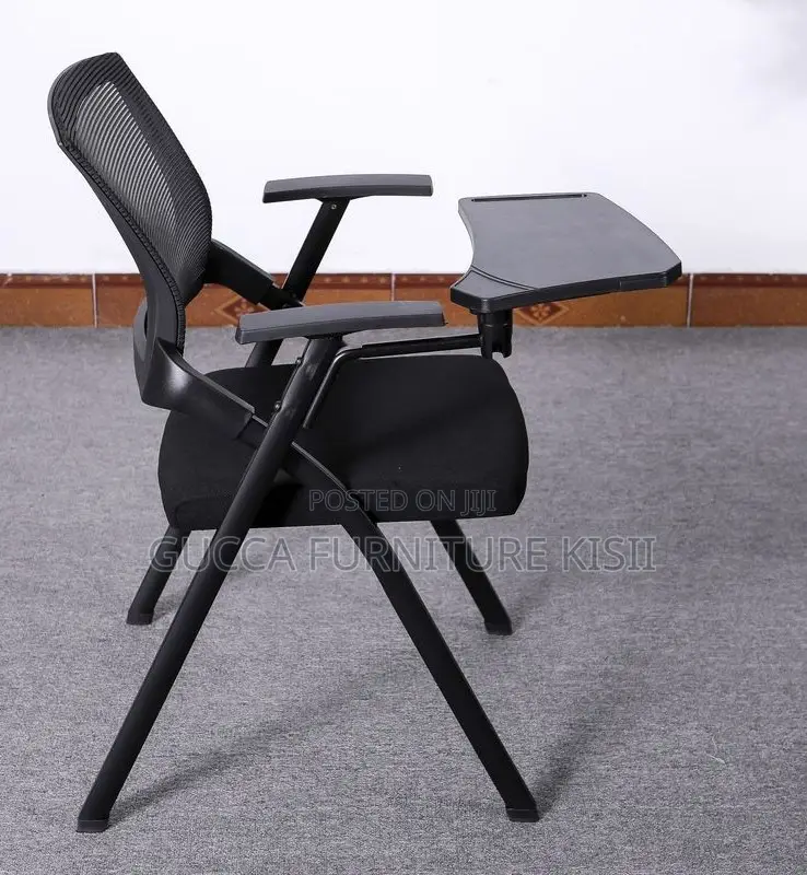 Foldable Ergonomic Black Study Chair With Writing Pad