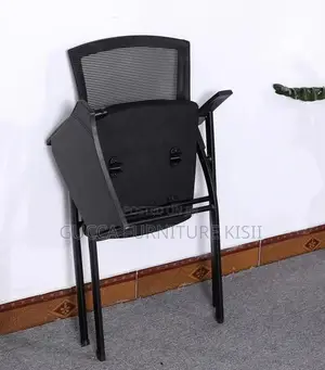 Foldable Ergonomic Black Study Chair With Writing Pad