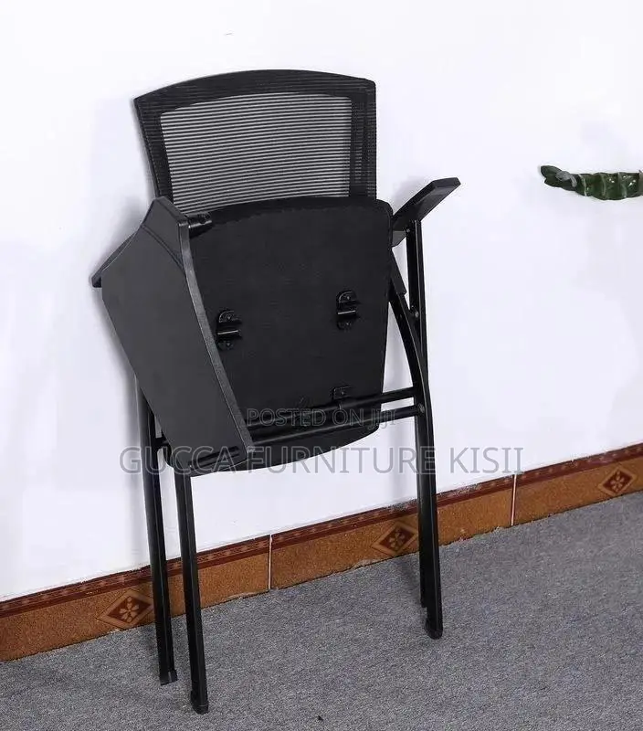 Foldable Ergonomic Black Study Chair With Writing Pad