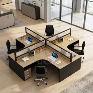 Office Workstation : Curved Four-Staff Office Workstation