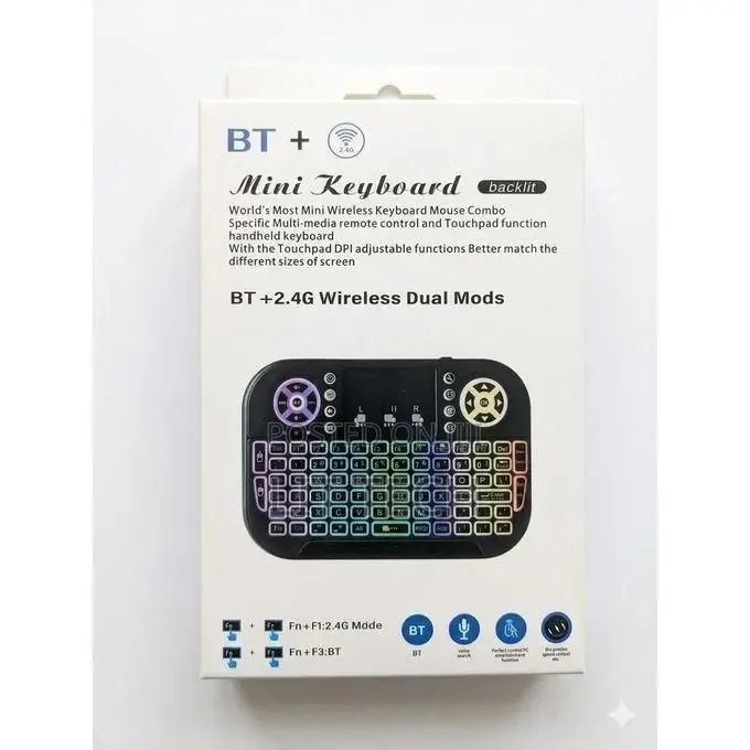 AA BT + 2.4G Wireless Dual Mode Mini Keyboard With a Built-in Touchpad