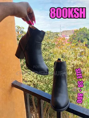 Ladies Black Block Heel Ankle Boots - SIZE 38