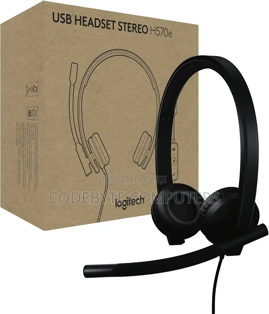 Logitech H570e Stereo USB-A Headset With Noise Cancelling Mic - Black