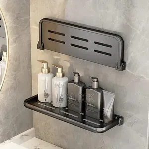 Foldable Metallic Floating Shelf 30cm for Bathroom & Kitchen - Jy