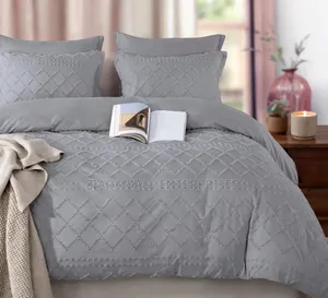 Grey Diamond Tufted Duvet Set - 6x6/6x7 - Luxury - New