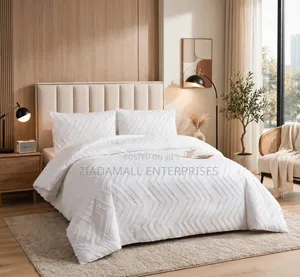 White Wave Tufted Duvet Set - 6x6/6x7 - Luxury - New