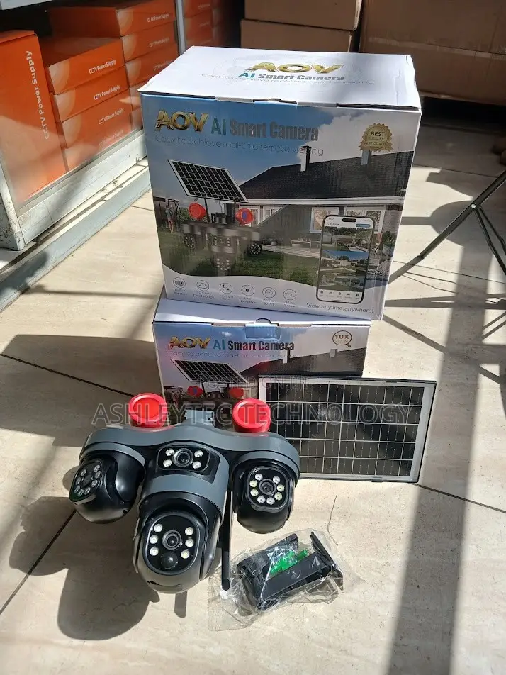 V380 Four Lens 4G CCTV Camera With Solar Charging System