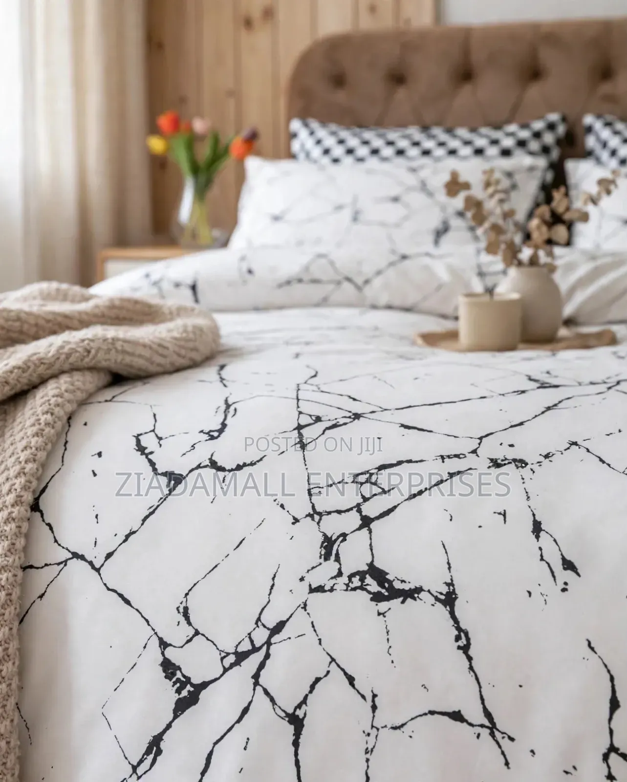 White Marble Crack Duvet Set - 6x6/6x7 - Nordic - 6PCS - New