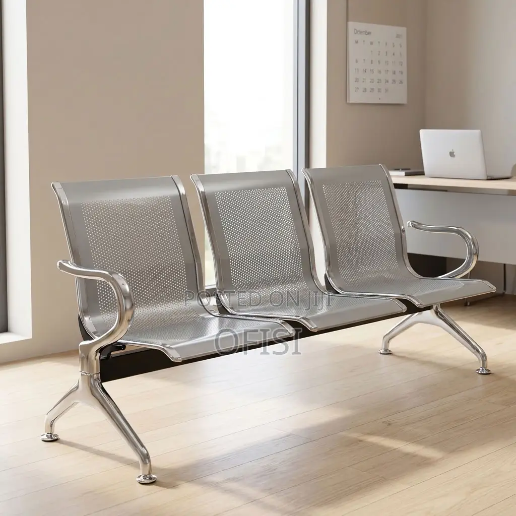 Waiting Bench; Grey Non-Padded Waiting Bench