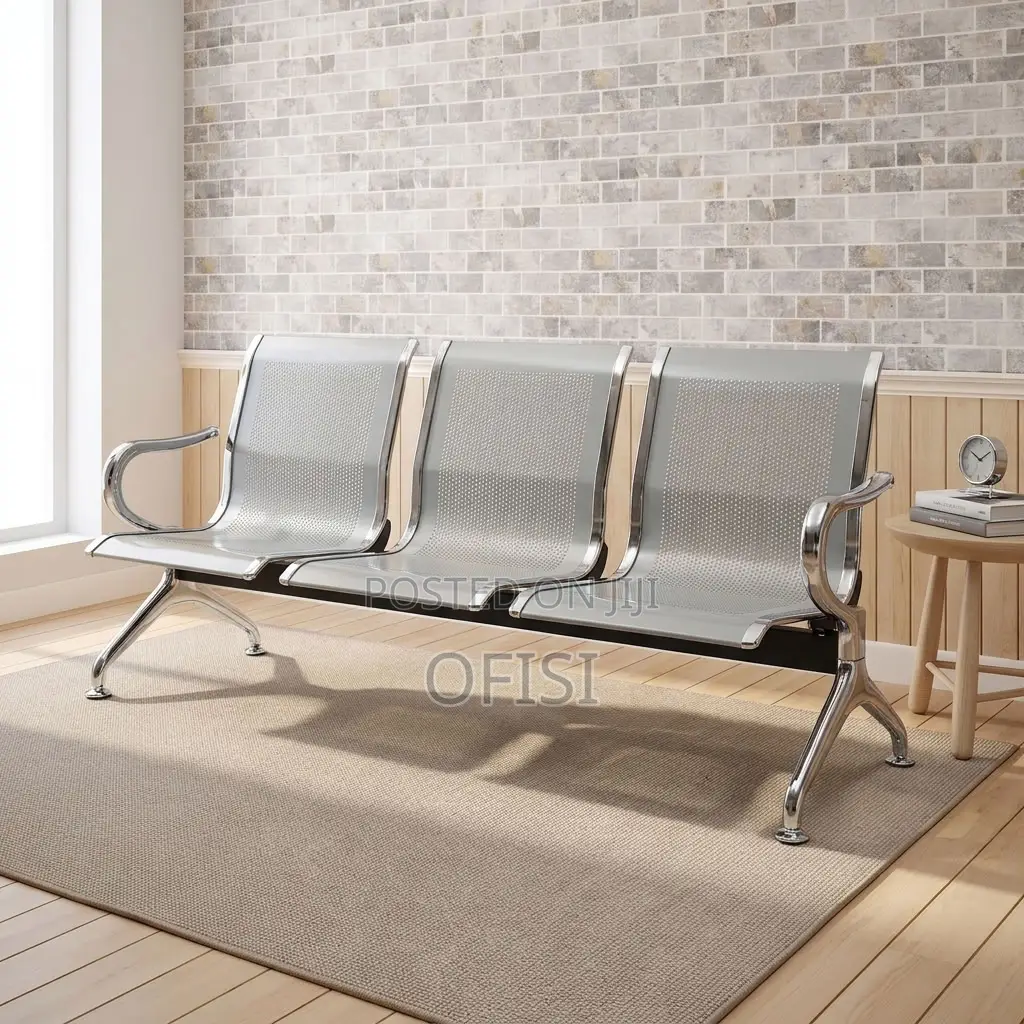 Waiting Bench; Grey Non-Padded Waiting Bench