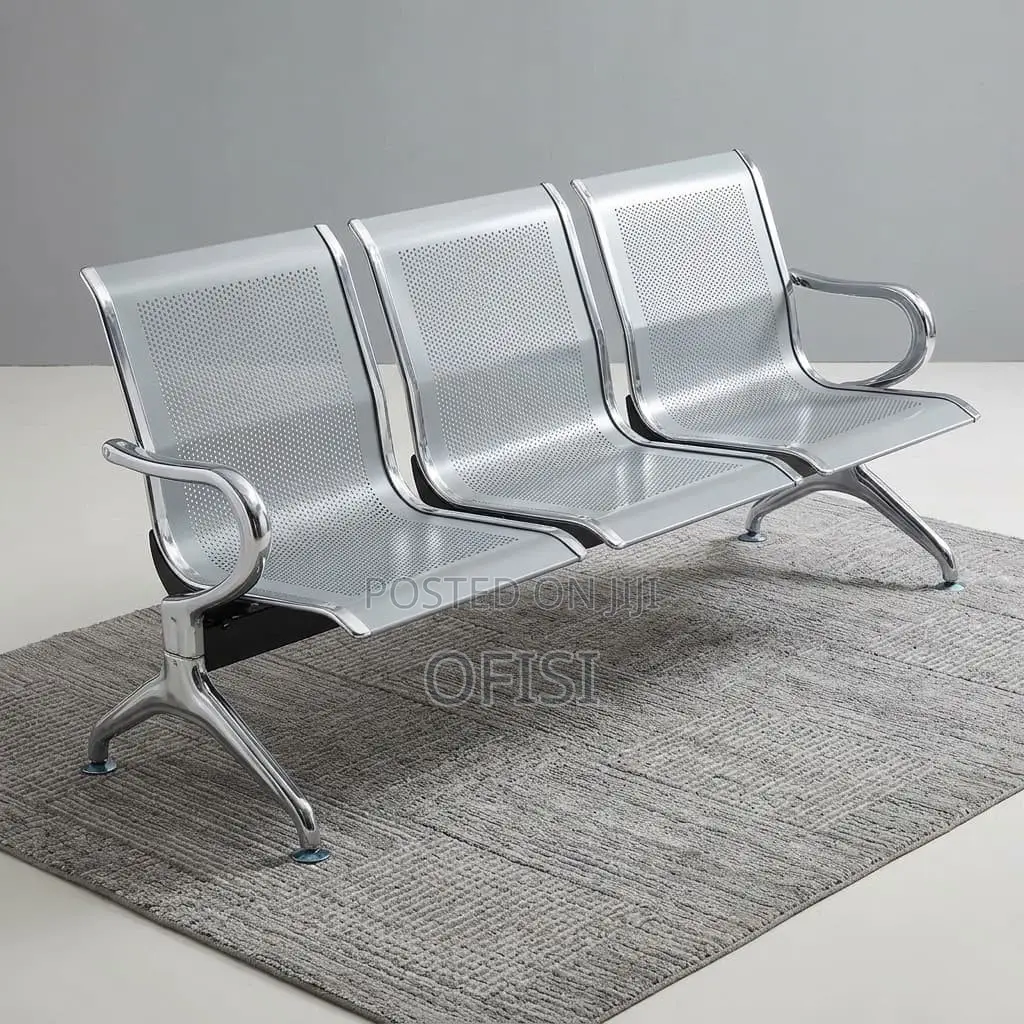 Waiting Bench; Grey Non-Padded Waiting Bench