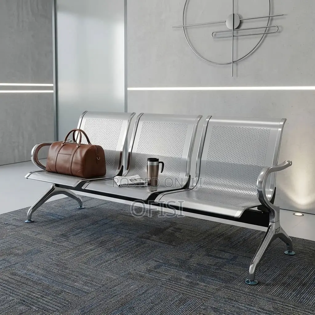 Waiting Bench; Grey Non-Padded Waiting Bench