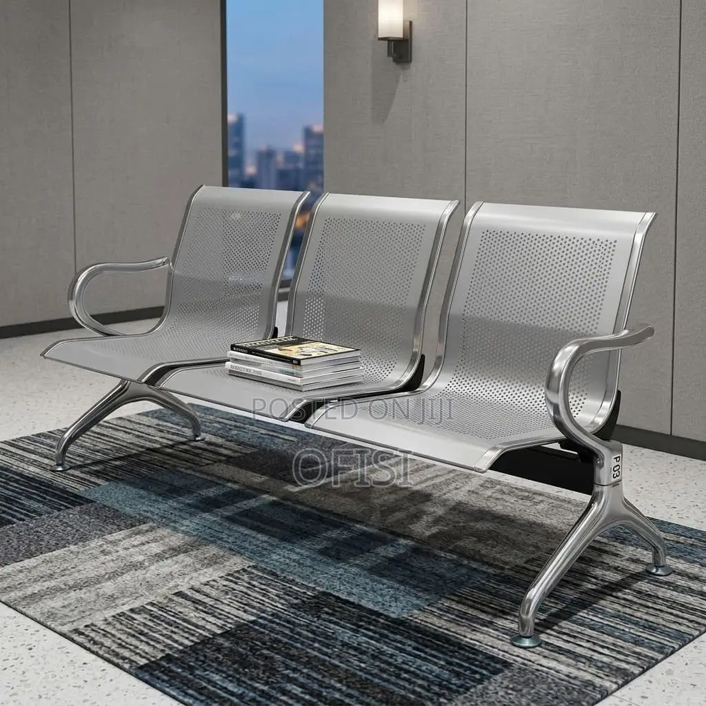 Waiting Bench; Grey Non-Padded Waiting Bench