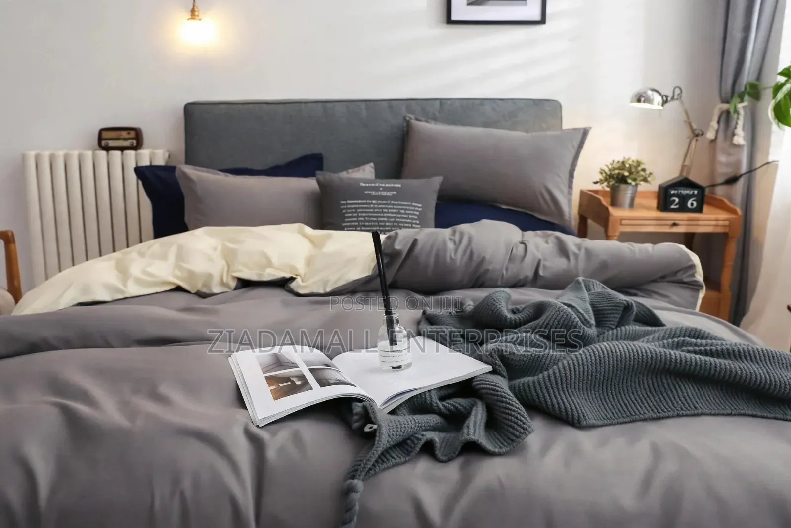 Grey Beige Double Sided Duvet Set - 6x6 & 5x6 - 4PCS - New