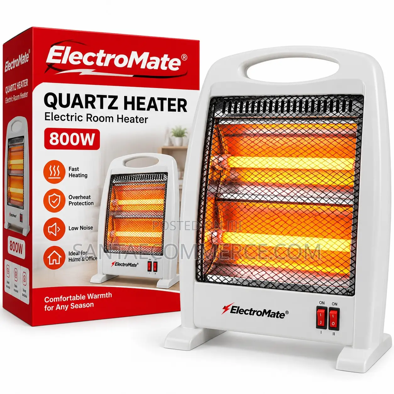 ElectroMate Quartz Heater – 800W Electric Room Heater