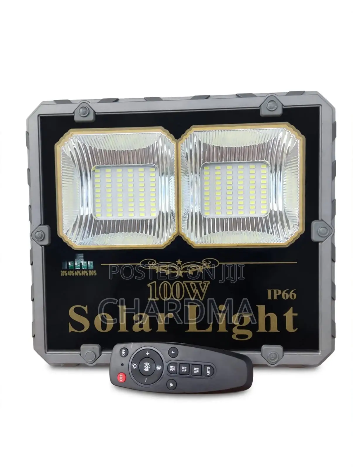 100W Solar Flood Light Led -IP66 Waterproof With Solar Panel + Remote