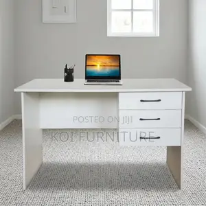 Home Office Combo : 0.9M White Office Study Desk + Chair