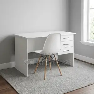 Home Office Combo : 0.9M White Office Study Desk + Chair
