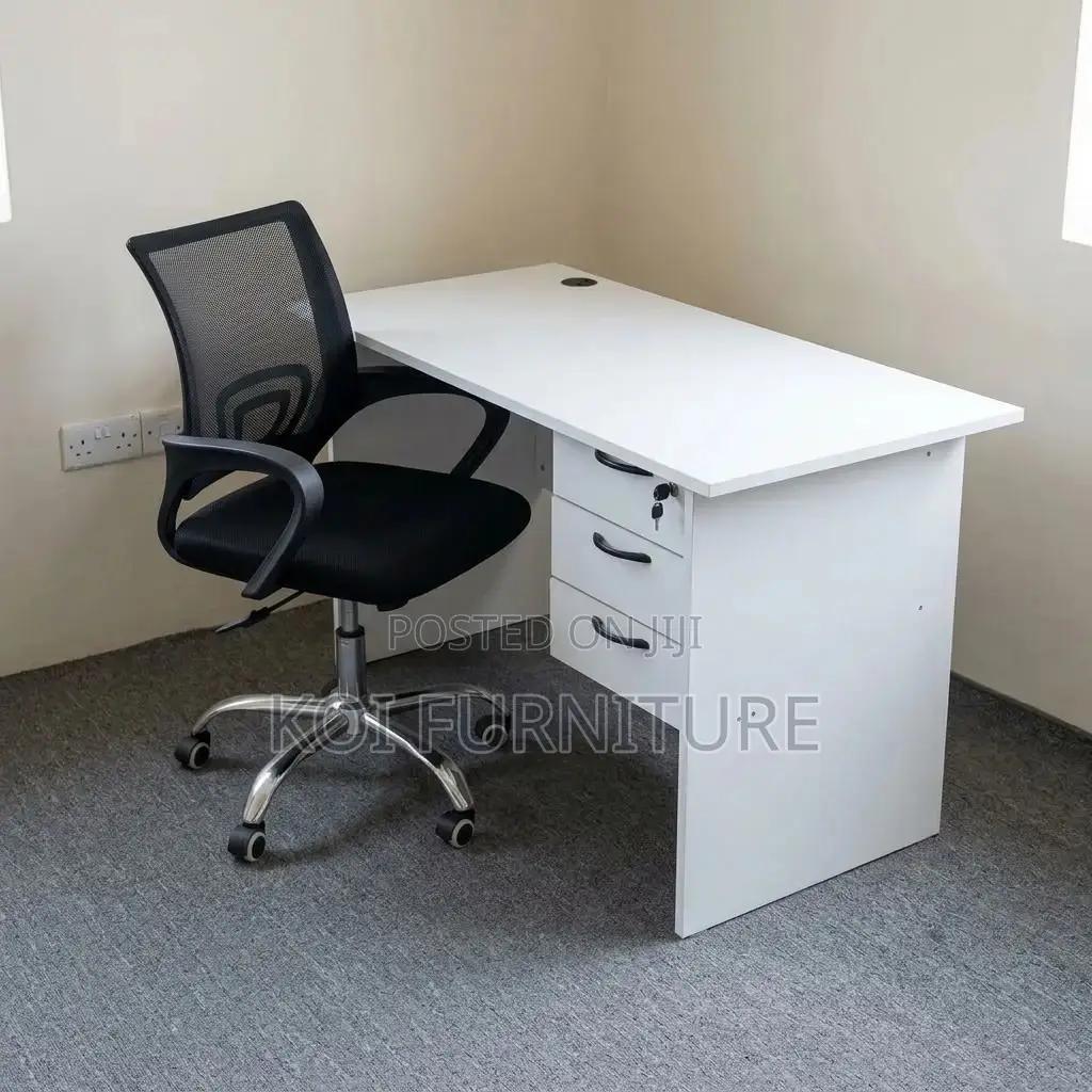 Office Combo : White 1.2M Office Study Desk + Chair