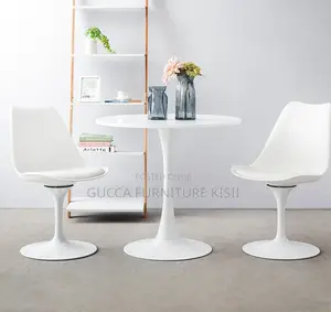 4 Seater White Circular Eames Dining Table