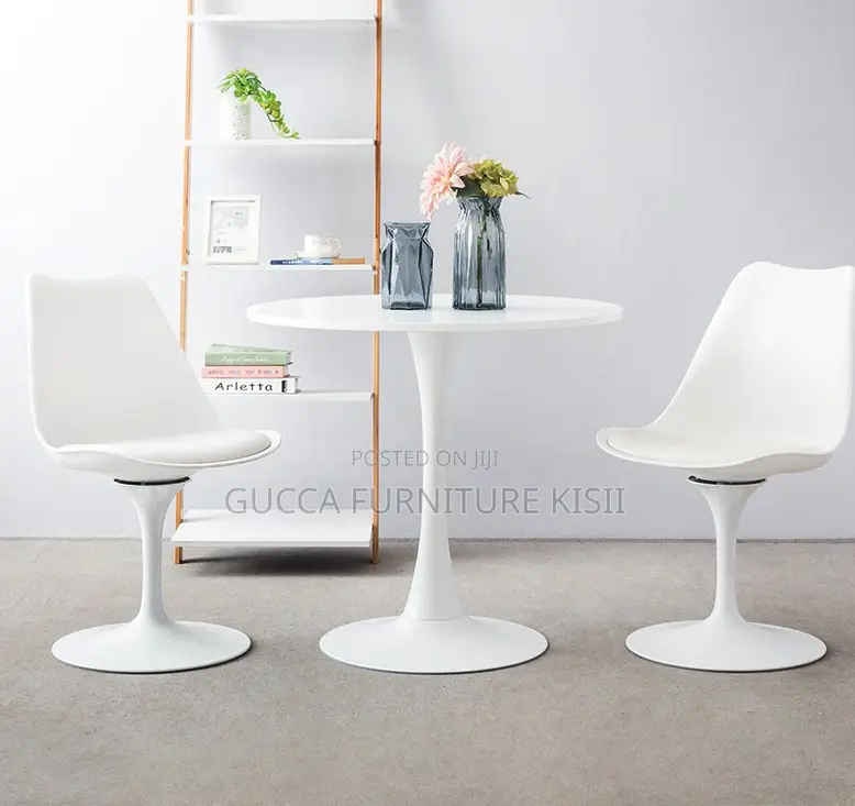 4 Seater White Circular Eames Dining Table