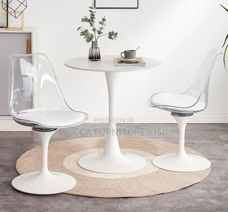 4 Seater White Circular Eames Dining Table