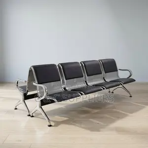 4-Seater Semi-Padded Waiting Bench-Black