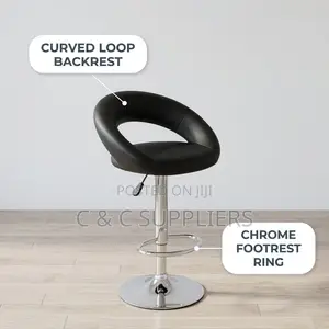 Round Leather Rolling Counter Stool.