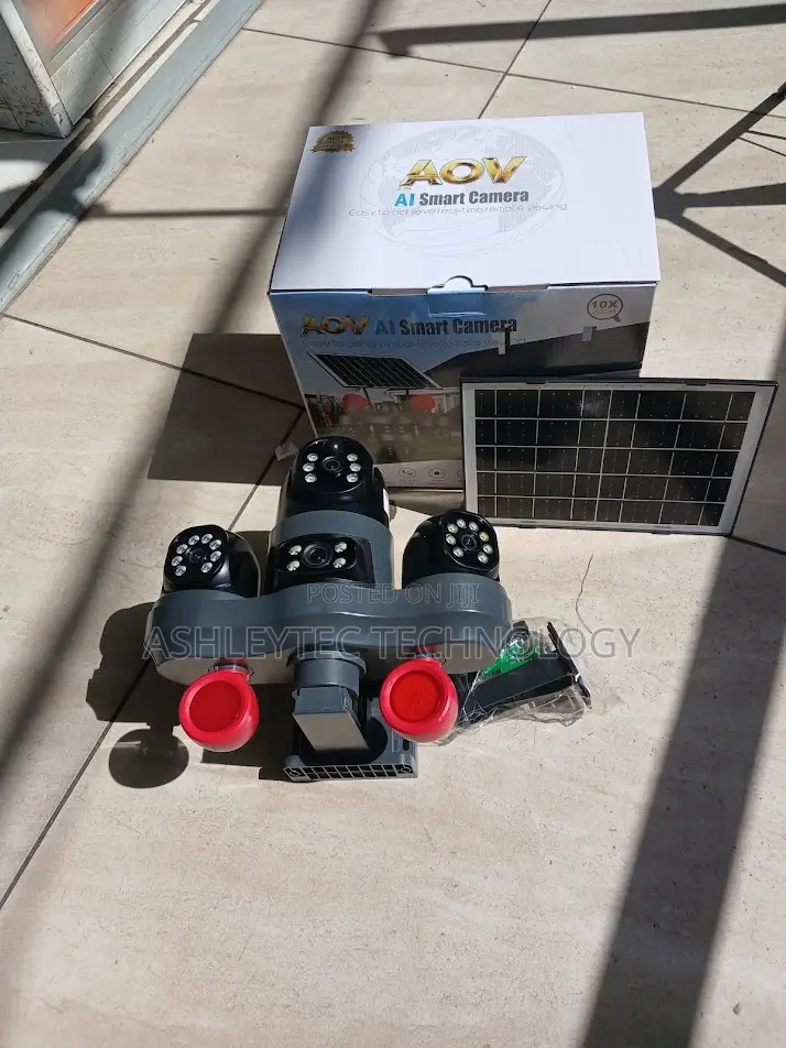 V380 Wireless Quad Lens Security Camera With Solar Charging