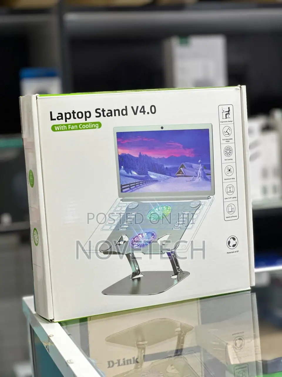 Adjustable Laptop Cooling Stand With 2 Quiet Fans & RGB Lighting