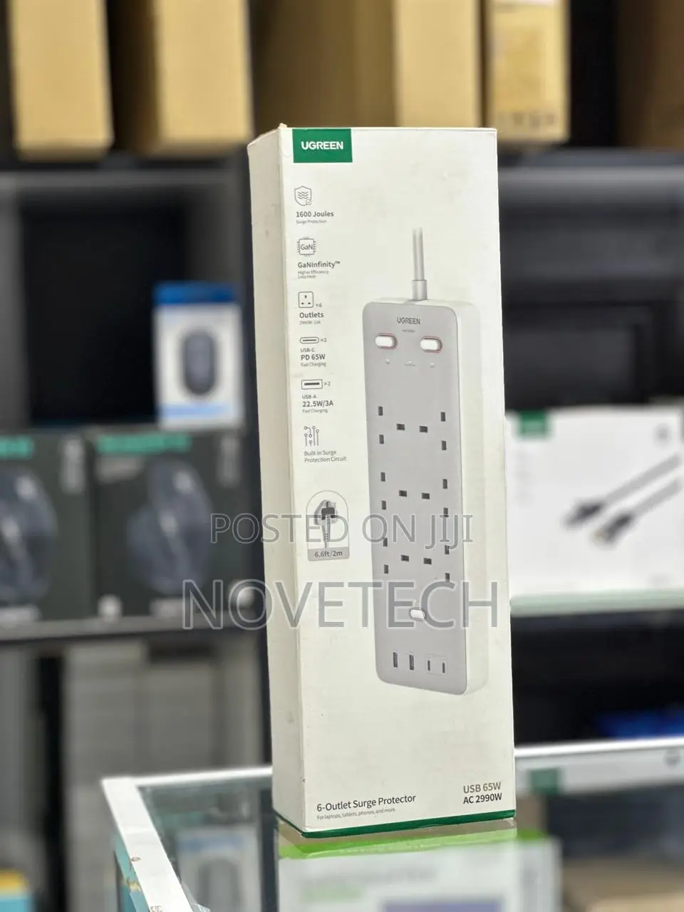 UGREEN Surge Protector Power Strip (6 AC Outlets + 65W 2a2c)-S551