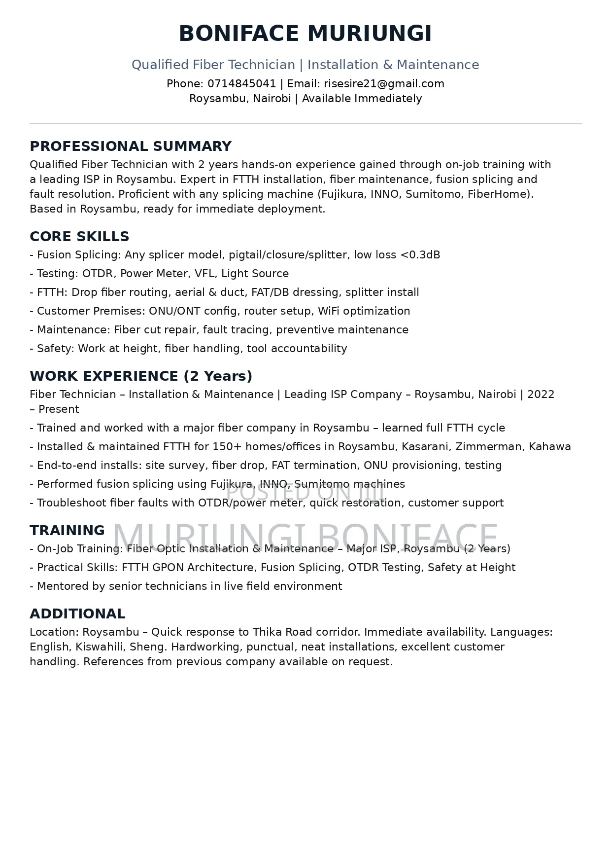 Fiber Optic Technician