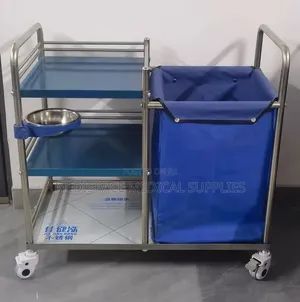 Durable, Stainless Steel Linen Trolley With Compartments