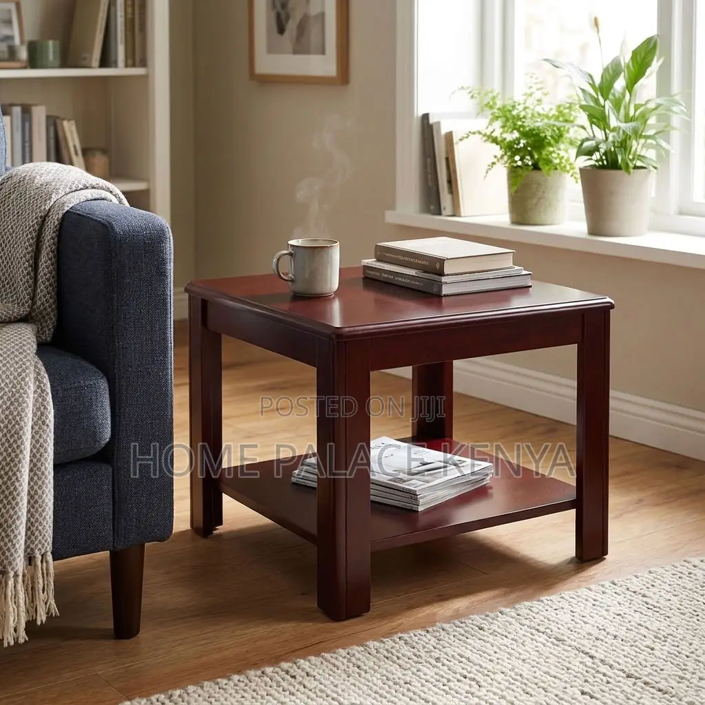 Side Table; Square Wooden Side Table
