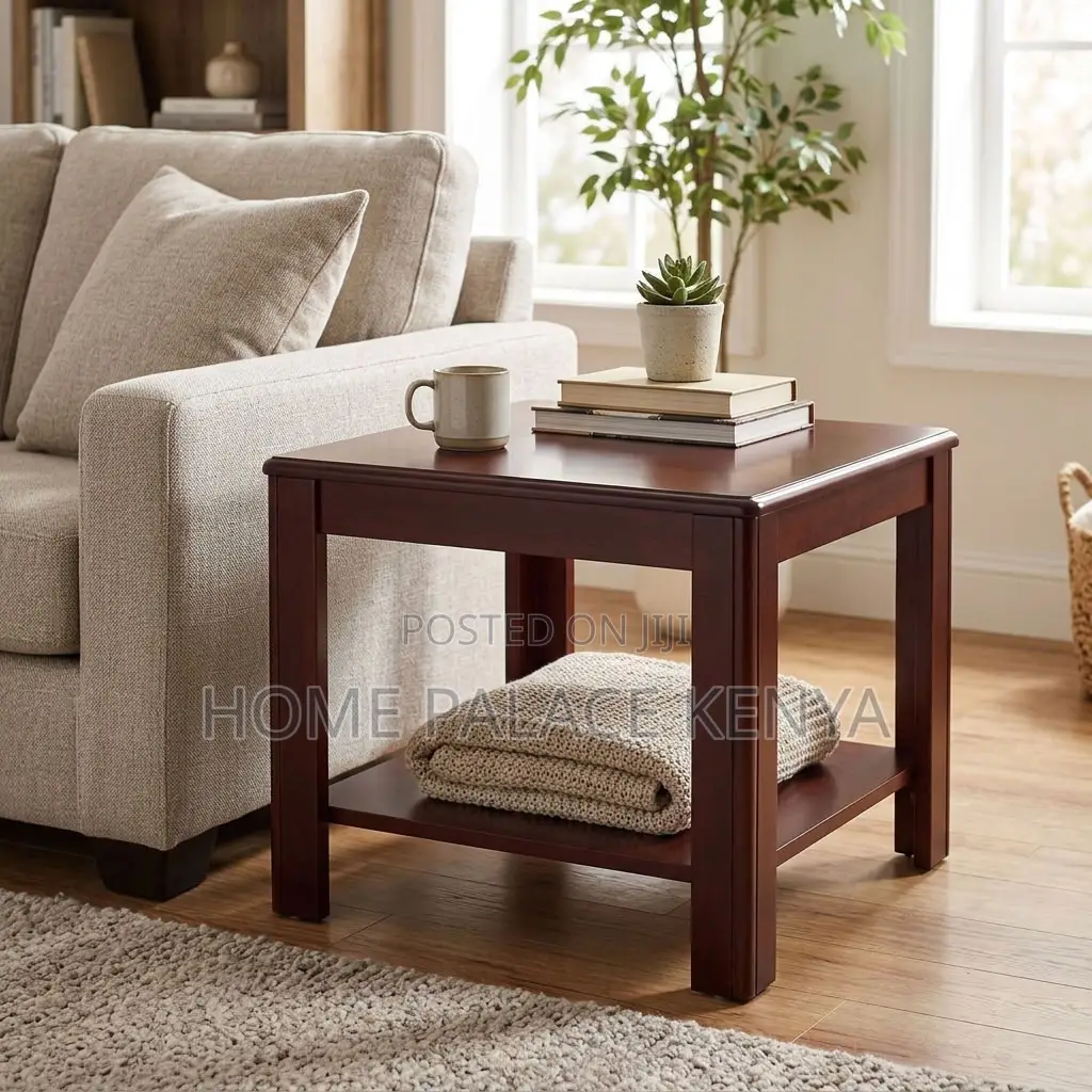Side Table; Square Wooden Side Table