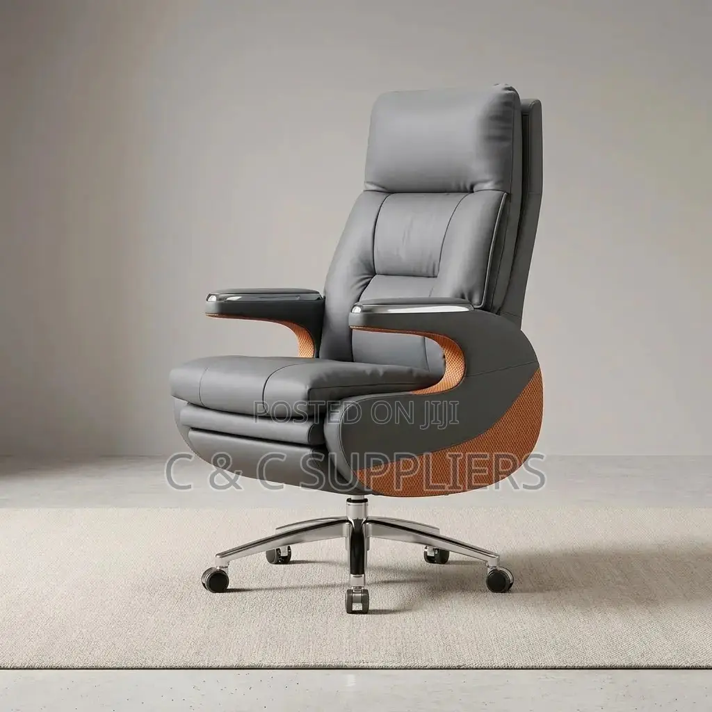 Leather Director's Seat With Footrest.