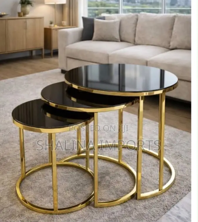 Modern 3 in 1 Round Nesting Coffee Table Set