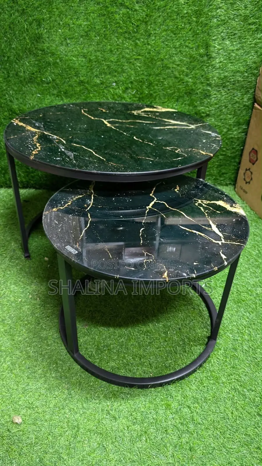 Glass Marble Nesting Table