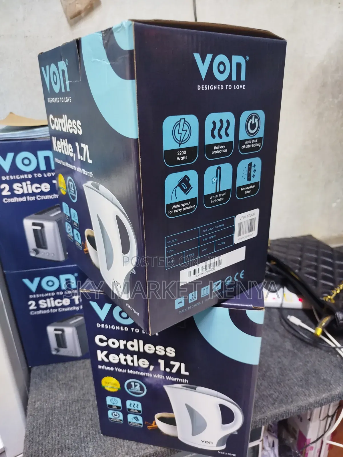 Von Cordless Kettle 1.7L VSKL17BNK