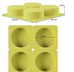 100 Grams Round Soap Mold, 4-Cavity Plain Silicone Soap Mold
