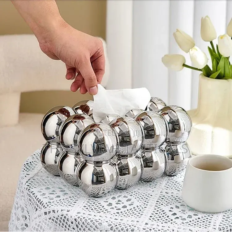 *Bubble Silver Serviette Box Holder Aesthetic Cotton Candy Design