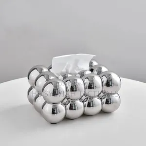 *Bubble Silver Serviette Box Holder Aesthetic Cotton Candy Design